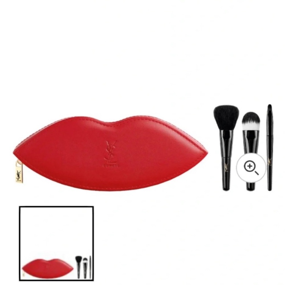 YSL Black Makeup Brush Set with Red Case - Picture 2 of 10